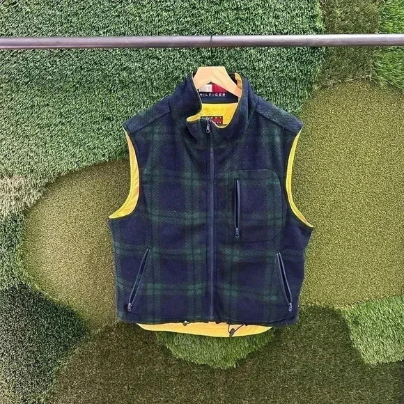 Vintage Tommy Hilfiger Reversible Plaid Vest  Medium - Picture 6 of 7